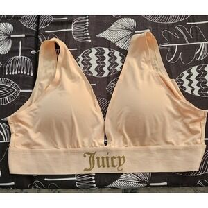 JUICY COUTURE Sz L pink/coral seamless bra removable pads smooth bralette‎